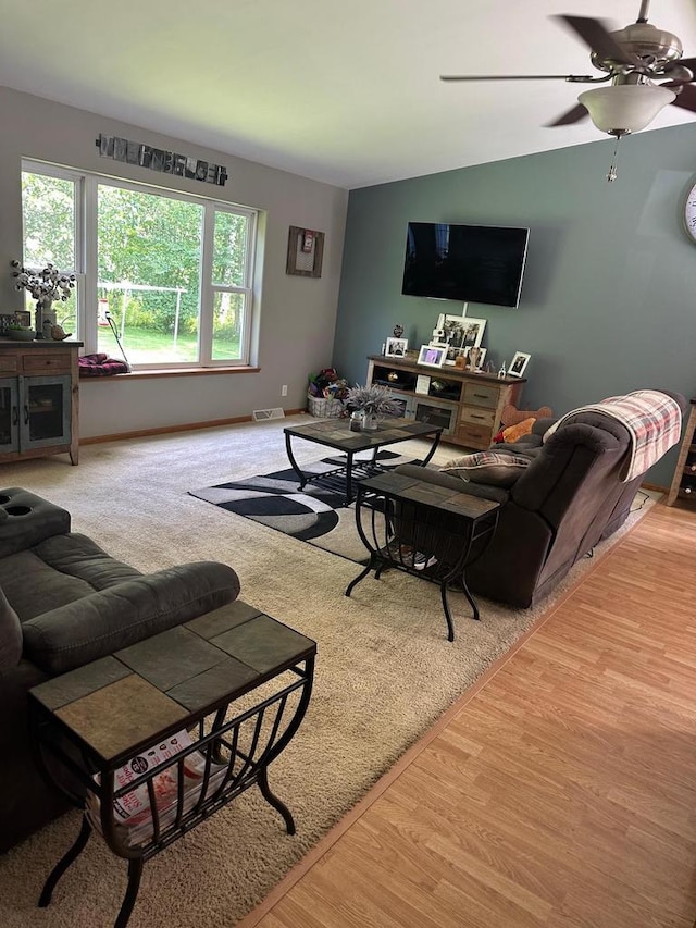 W6767 Pine Ave, Medford, WI 54451 - living room featuring wood finished floors and a ceiling fan