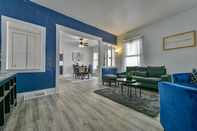 2710 W Fairmount Ave, Milwaukee, WI 53209 - living area featuring wood finished floors and ceiling fan