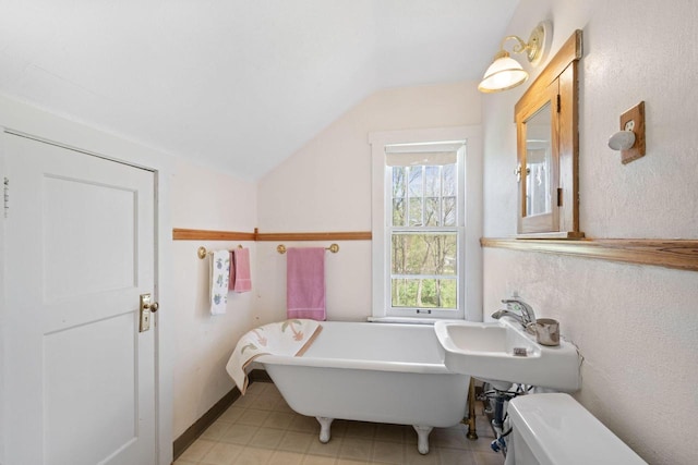 12600 W Prospect Dr, New Berlin, WI 53151 - full bathroom with lofted ceiling and a freestanding tub