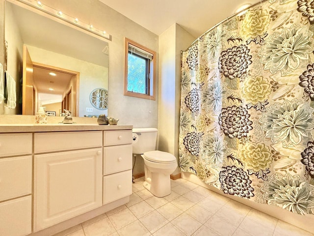 7975 Summit Dr, Delavan, WI 53115 - full bathroom with vanity, tile patterned flooring, and a shower with shower curtain