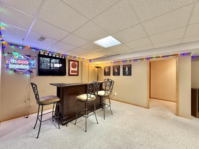 7975 Summit Dr, Delavan, WI 53115 - indoor dry bar featuring a drop ceiling and carpet floors