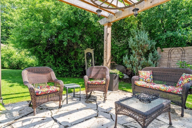 4474 N 107th St, Wauwatosa, WI 53225 - view of patio featuring a pergola and an outdoor living space