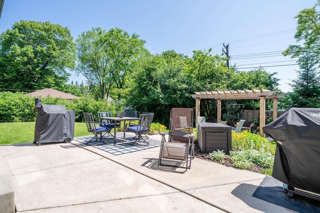4474 N 107th St, Wauwatosa, WI 53225 - view of patio with a pergola, outdoor dining area, and a grill