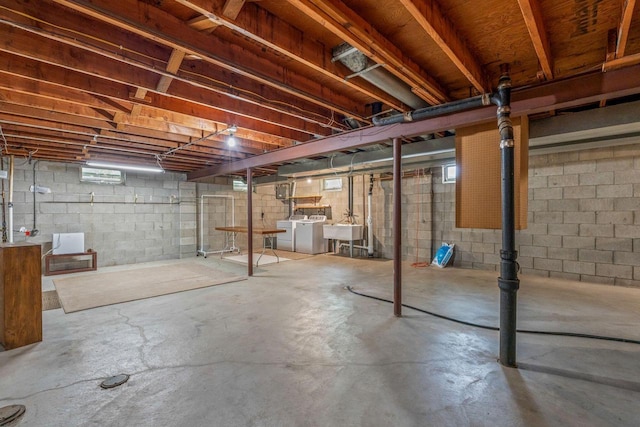 1512 David Ln, Waukesha, WI 53189 - unfinished basement with separate washer and dryer and a sink