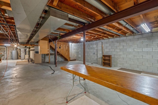 1512 David Ln, Waukesha, WI 53189 - unfinished basement featuring water heater and heating unit