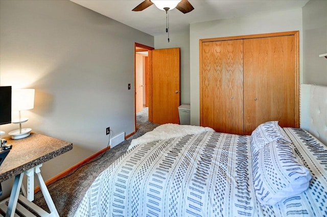 130 W Windsor Ave, Cottage Grove, WI 53527 - carpeted bedroom featuring a closet and a ceiling fan