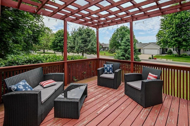130 W Windsor Ave, Cottage Grove, WI 53527 - deck featuring an outdoor living space and a pergola