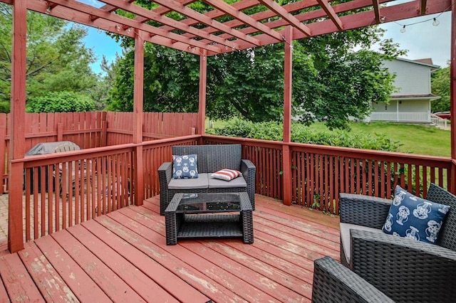 130 W Windsor Ave, Cottage Grove, WI 53527 - wooden deck with a pergola and an outdoor hangout area