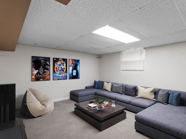 3715 N 17th St, Sheboygan, WI 53083 - carpeted living room with baseboards and a drop ceiling
