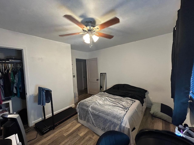 2218 Jerome Blvd, Racine, WI 53403 - bedroom with wood finished floors, a closet, and a ceiling fan