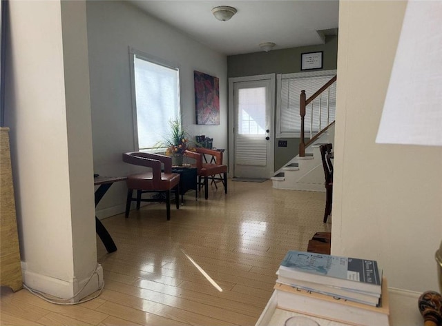 338 S Jefferson St, Saint Croix Falls, WI 54024 - entryway with stairway and wood finished floors