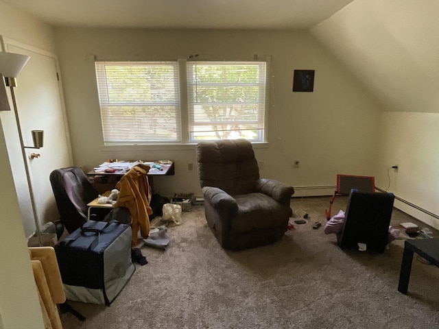 1920 N 7th St, Sheboygan, WI 53081 - living area featuring carpet floors and lofted ceiling