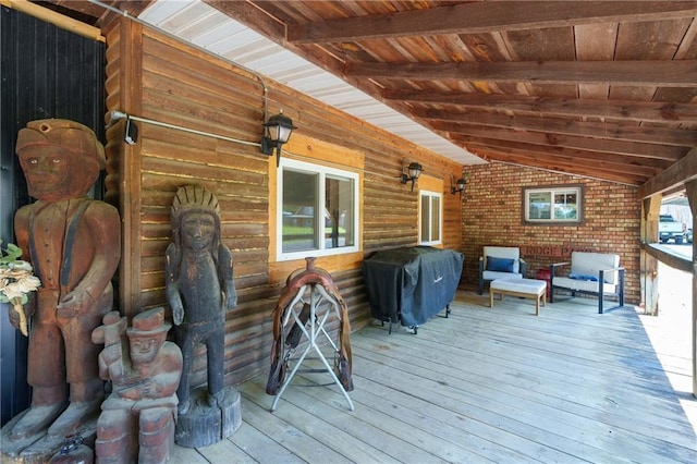 4271 220th St, Cadott, WI 54727 - wooden terrace with a grill