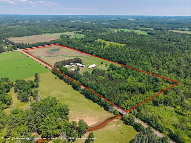 4271 220th St, Cadott, WI 54727 - aerial view of sparsely populated area with property parcel outlined