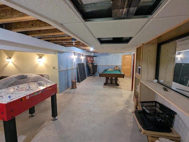 1817 S Duck Creek Dr, Friendship, WI 53934 - rec room featuring unfinished concrete floors and pool table
