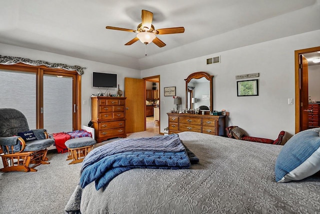 6320 10th Pl, Kenosha, WI 53144 - carpeted bedroom featuring access to exterior and a ceiling fan