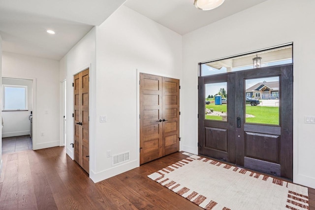 3330 Colton Way, Sun Prairie, WI 53590 - entrance foyer with dark wood-type flooring and recessed lighting