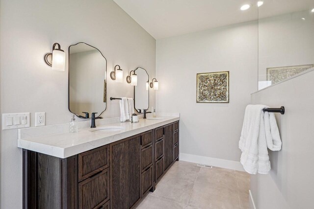3330 Colton Way, Sun Prairie, WI 53590 - full bath with double vanity, tile patterned flooring, and recessed lighting