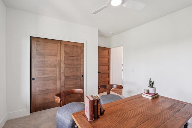 3330 Colton Way, Sun Prairie, WI 53590 - dining room with a ceiling fan and carpet floors