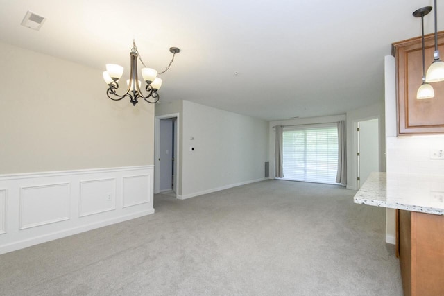 18520 Emerald Cir Unit D, Brookfield, WI 53045 - unfurnished dining area featuring light colored carpet and a chandelier