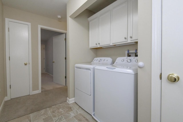 18520 Emerald Cir Unit D, Brookfield, WI 53045 - laundry area with independent washer and dryer, cabinet space, and light colored carpet