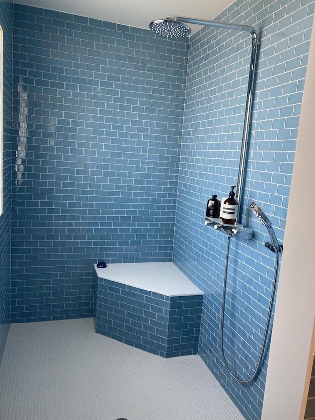 N155 Surfside Dr, Cedar Grove, WI 53013 - bathroom with a tile shower and tile walls