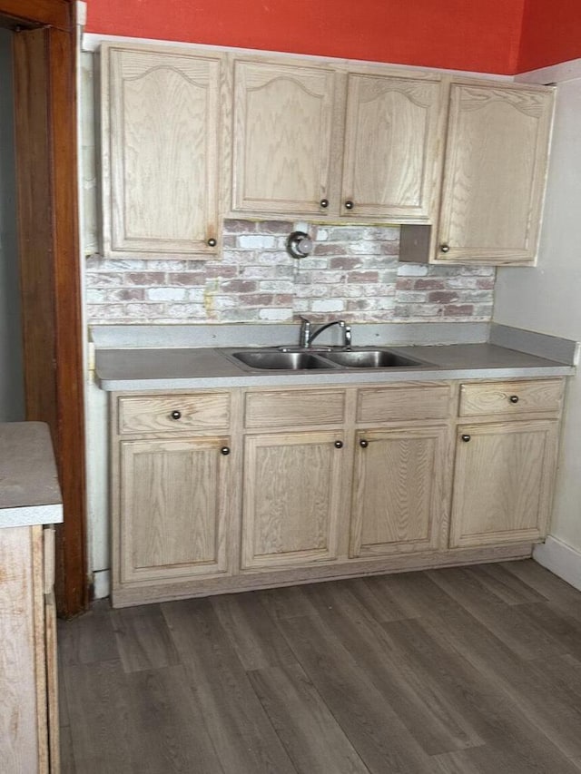 2320 W Hope Ave Unit 2320A, Milwaukee, WI 53209 - kitchen with light brown cabinets, dark wood-style floors, and light countertops