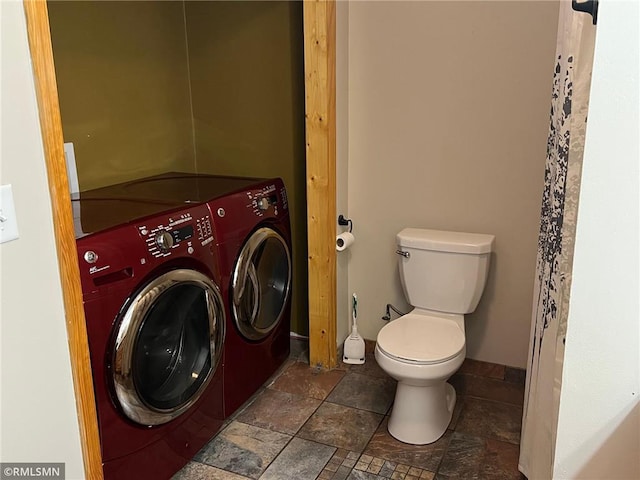 1283 230th Ave, Luck, WI 54853 - bathroom with independent washer and dryer and stone tile flooring
