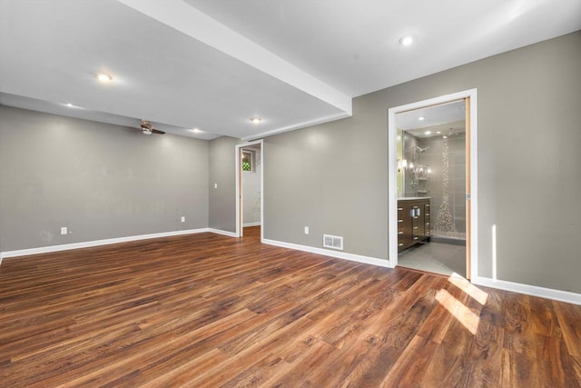 8020 Ridgeway Dr, Burlington, WI 53105 - unfurnished room with wood finished floors and recessed lighting