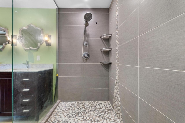 8020 Ridgeway Dr, Burlington, WI 53105 - bathroom with tiled shower and vanity