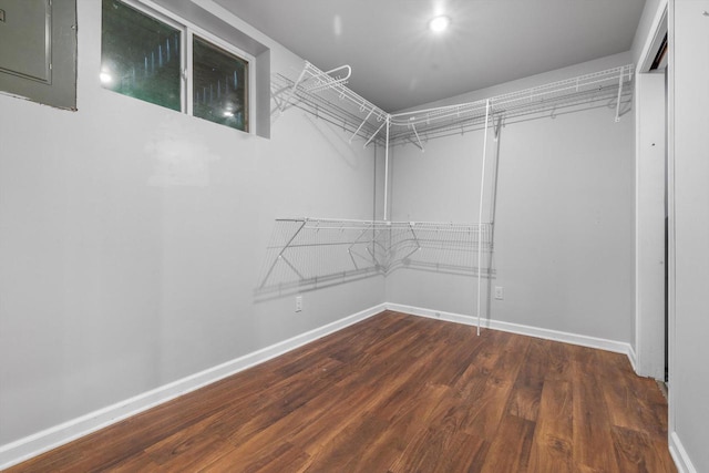 8020 Ridgeway Dr, Burlington, WI 53105 - walk in closet with electric panel and wood finished floors