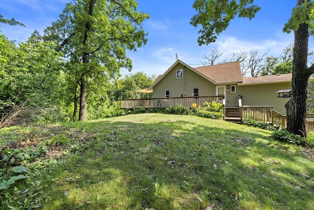 8020 Ridgeway Dr, Burlington, WI 53105 - view of green lawn with a deck