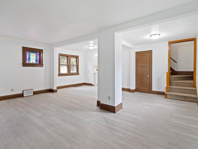 5751 N 38th St, Milwaukee, WI 53209 - unfurnished living room with light wood-type flooring and stairway