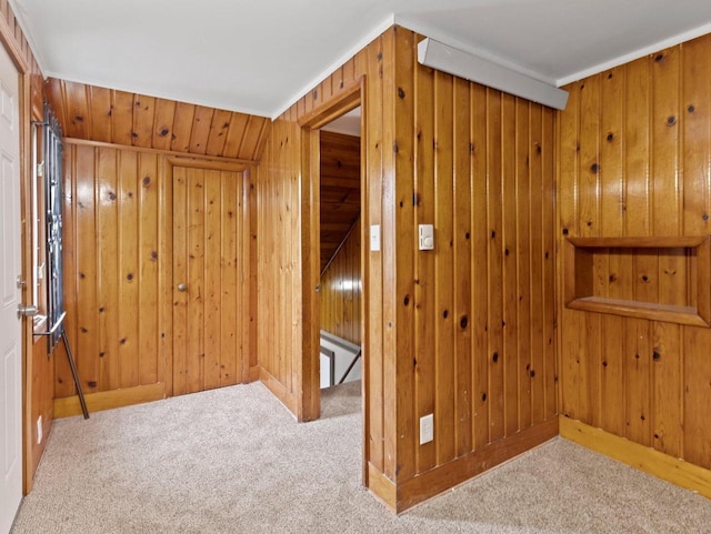 5751 N 38th St, Milwaukee, WI 53209 - hallway with carpet flooring and wooden walls