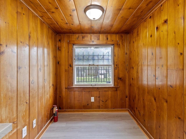 5751 N 38th St, Milwaukee, WI 53209 - unfurnished room featuring wooden ceiling, light wood-style flooring, and wood walls