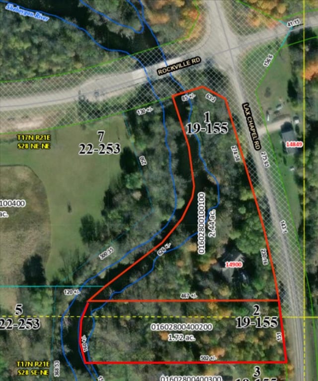 14900 Lax Chapel Rd, Kiel, WI 53042 - map of property location featuring property parcel outlined