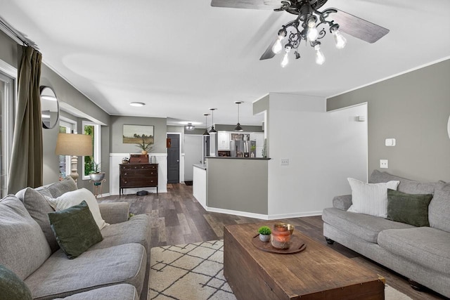5111 Timberland Trl, Wisconsin Rapids, WI 54494 - living area featuring dark wood-style floors and ceiling fan