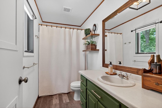 5111 Timberland Trl, Wisconsin Rapids, WI 54494 - full bathroom with vanity, wood finished floors, and curtained shower