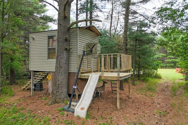 5111 Timberland Trl, Wisconsin Rapids, WI 54494 - rear view of house featuring stairs and a wooden deck