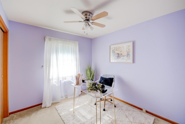 851 Hennessy St, Oshkosh, WI 54904 - carpeted office featuring baseboards and ceiling fan