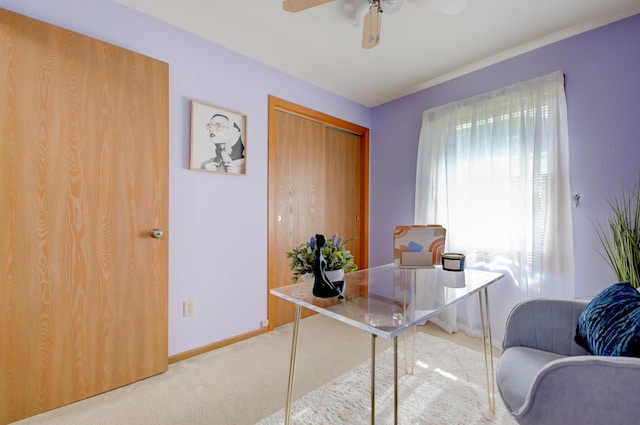 851 Hennessy St, Oshkosh, WI 54904 - office area with light carpet and a ceiling fan