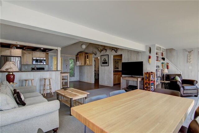 8674 Nor Wis Rd, Hayward, WI 54843 - living room with wooden walls