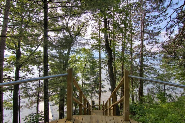 8674 Nor Wis Rd, Hayward, WI 54843 - wooden terrace featuring stairway