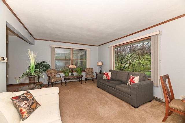 10500 W Good Hope Rd, Milwaukee, WI 53224 - living room featuring light colored carpet and ornamental molding