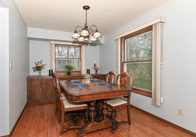 10500 W Good Hope Rd, Milwaukee, WI 53224 - dining area featuring a chandelier, hardwood / wood-style flooring, and plenty of natural light