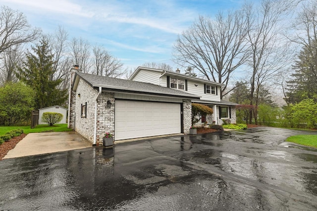 10500 W Good Hope Rd, Milwaukee, WI 53224 - traditional home featuring a chimney, driveway, an attached garage, and roof with shingles