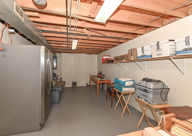 10500 W Good Hope Rd, Milwaukee, WI 53224 - unfinished basement with freestanding refrigerator