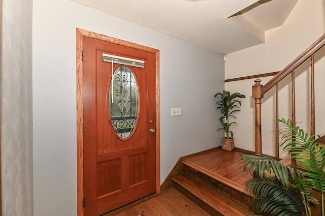 10500 W Good Hope Rd, Milwaukee, WI 53224 - entryway featuring stairs and wood finished floors