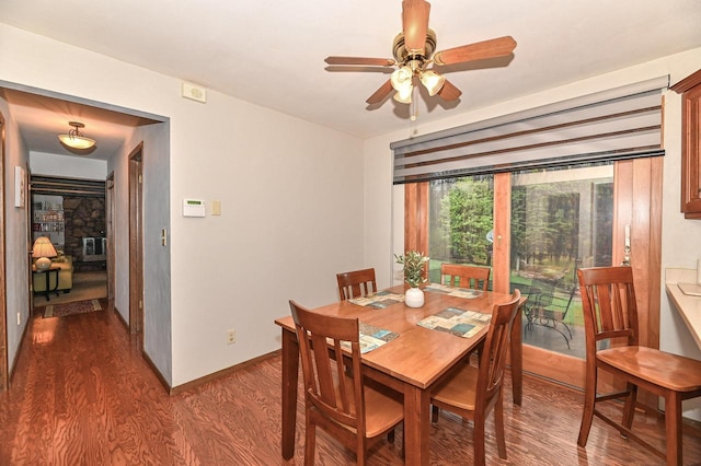 10500 W Good Hope Rd, Milwaukee, WI 53224 - dining space featuring dark wood-style flooring and ceiling fan