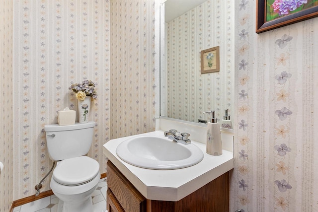 1334 W Cloverdale Dr, Appleton, WI 54914 - bathroom with vanity and wallpapered walls